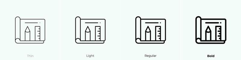 sketching icon. Thin, Light, Regular And Bold style design isolated on white background vector