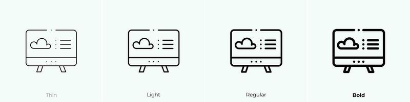 smart tv icon. Thin, Light, Regular And Bold style design isolated on white background vector