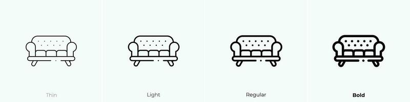 sofa icon. Thin, Light, Regular And Bold style design isolated on white background vector