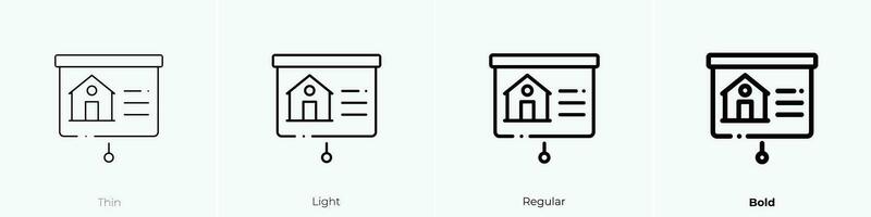 slides icon. Thin, Light, Regular And Bold style design isolated on white background vector