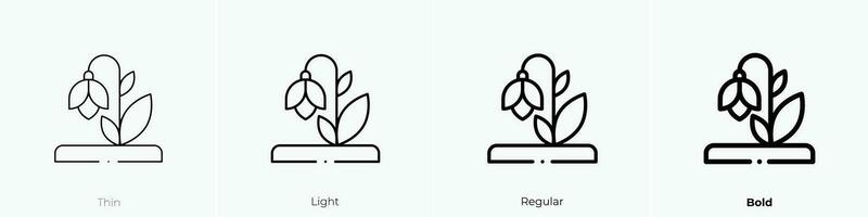 snowdrop icon. Thin, Light, Regular And Bold style design isolated on white background vector
