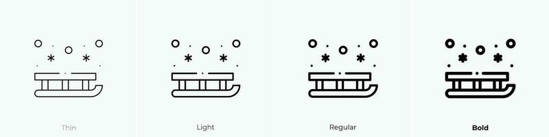 trineo icono. delgado, luz, regular y negrita estilo diseño aislado en blanco antecedentes vector