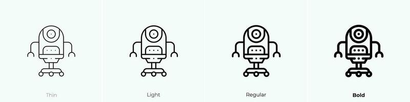 space robot icon. Thin, Light, Regular And Bold style design isolated on white background vector