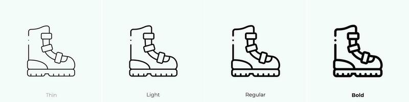 snow boots icon. Thin, Light, Regular And Bold style design isolated on white background vector