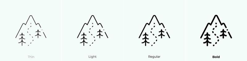 skiing icon. Thin, Light, Regular And Bold style design isolated on white background vector