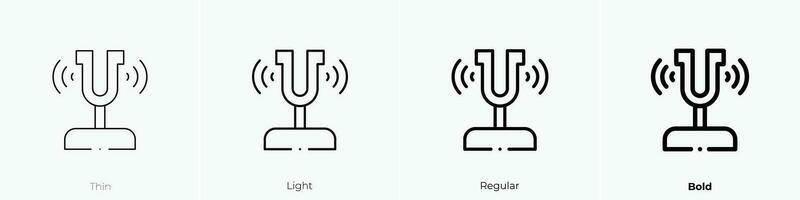 sonido tenedor icono. delgado, luz, regular y negrita estilo diseño aislado en blanco antecedentes vector