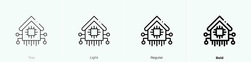 casa inteligente icono. delgado, luz, regular y negrita estilo diseño aislado en blanco antecedentes vector