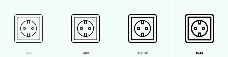 socket icon. Thin, Light, Regular And Bold style design isolated on white background vector