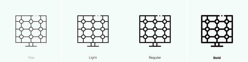 solar panel icono. delgado, luz, regular y negrita estilo diseño aislado en blanco antecedentes vector