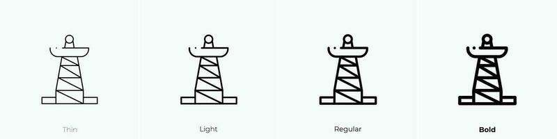 señal torre icono. delgado, luz, regular y negrita estilo diseño aislado en blanco antecedentes vector