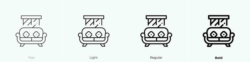 sofa icon. Thin, Light, Regular And Bold style design isolated on white background vector