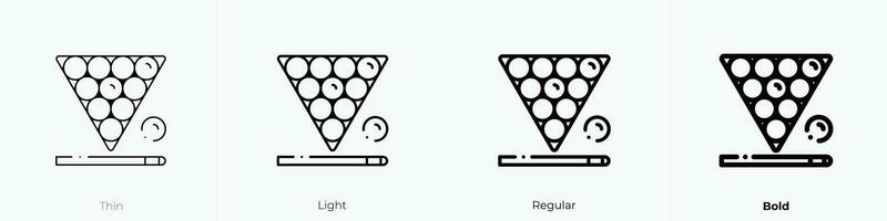 snooker icono. delgado, luz, regular y negrita estilo diseño aislado en blanco antecedentes vector