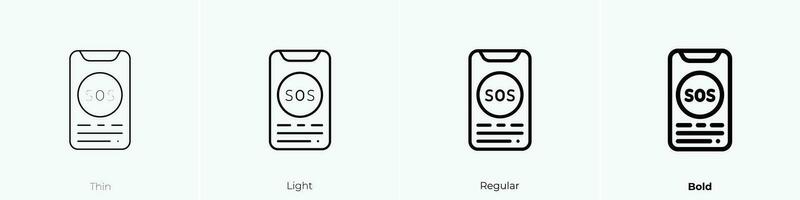 sos icon. Thin, Light, Regular And Bold style design isolated on white background vector