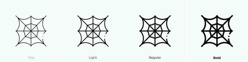 spider web icon. Thin, Light, Regular And Bold style design isolated on white background vector