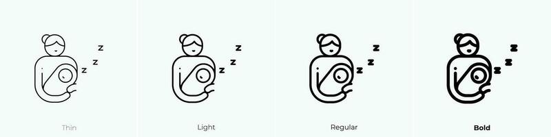 sleeping icon. Thin, Light, Regular And Bold style design isolated on white background vector