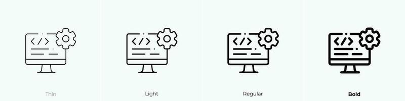 software desarrollador icono. delgado, luz, regular y negrita estilo diseño aislado en blanco antecedentes vector