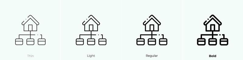 mapa del sitio icono. delgado, luz, regular y negrita estilo diseño aislado en blanco antecedentes vector