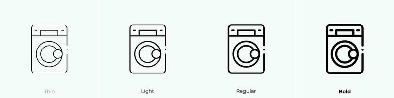 inteligente Lavado máquina icono. delgado, luz, regular y negrita estilo diseño aislado en blanco antecedentes vector