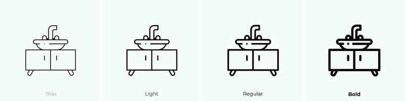 sink icon. Thin, Light, Regular And Bold style design isolated on white background vector