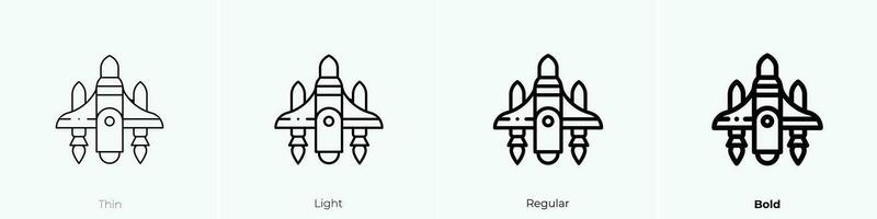 spaceship icon. Thin, Light, Regular And Bold style design isolated on white background vector