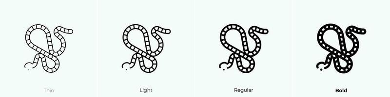 snake icon. Thin, Light, Regular And Bold style design isolated on white background vector