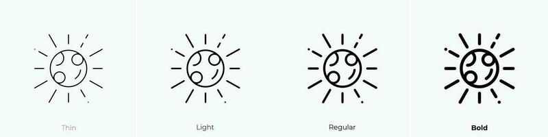 solar icono. delgado, luz, regular y negrita estilo diseño aislado en blanco antecedentes vector