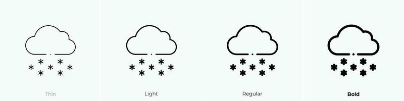 nevando icono. delgado, luz, regular y negrita estilo diseño aislado en blanco antecedentes vector