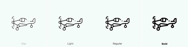 pequeño avión icono. delgado, luz, regular y negrita estilo diseño aislado en blanco antecedentes vector