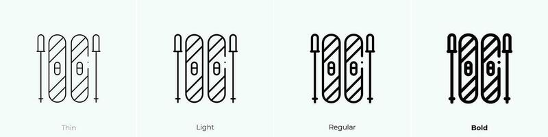 esquí icono. delgado, luz, regular y negrita estilo diseño aislado en blanco antecedentes vector