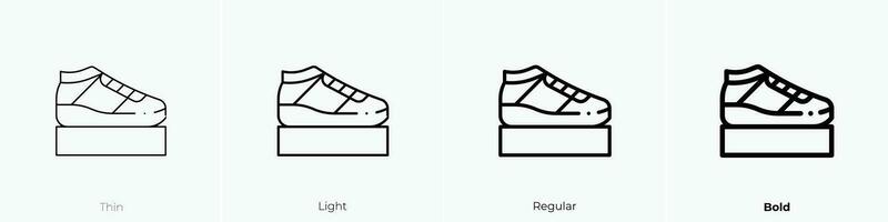 deporte Zapatos icono. delgado, luz, regular y negrita estilo diseño aislado en blanco antecedentes vector