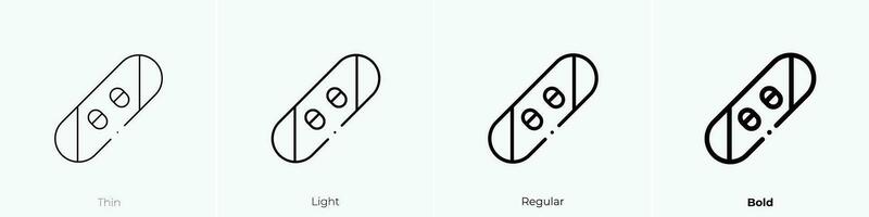 snowboard icon. Thin, Light, Regular And Bold style design isolated on white background vector