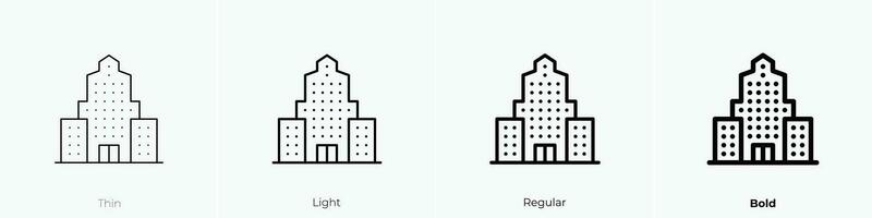 skyscraper icon. Thin, Light, Regular And Bold style design isolated on white background vector