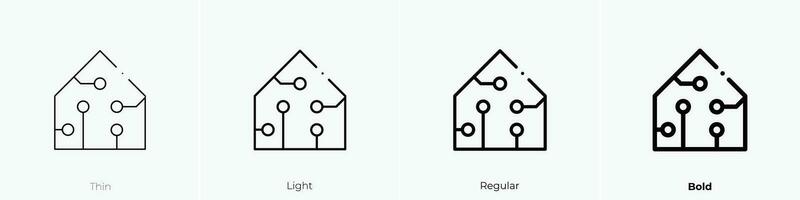 inteligente casa icono. delgado, luz, regular y negrita estilo diseño aislado en blanco antecedentes vector