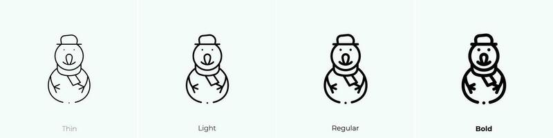 snowman icon. Thin, Light, Regular And Bold style design isolated on white background vector