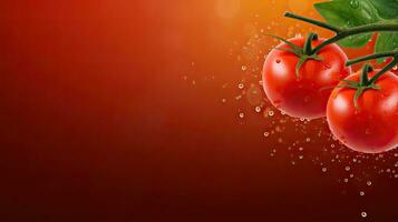 Tomatoes. Web banner with copy space. Generative AI photo