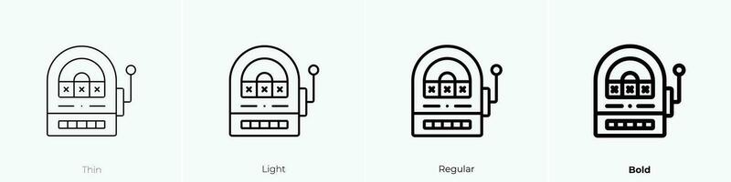 slot machine icon. Thin, Light, Regular And Bold style design isolated on white background vector