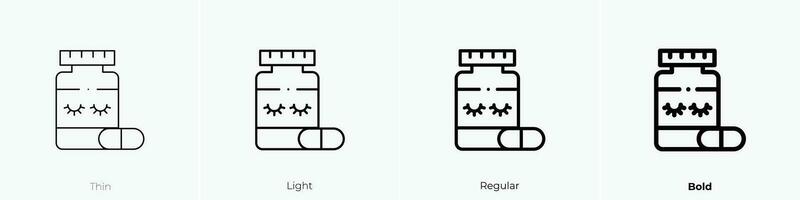 dormido pastillas icono. delgado, luz, regular y negrita estilo diseño aislado en blanco antecedentes vector