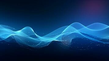 Abstract blue background, digital technology, big data and network concept, line wave. Generative AI photo