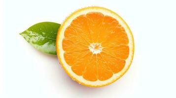 Orange and slice, citrus fruit, isolated white background. Generative AI photo