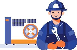 Hand Drawn Air conditioner repair technician in flat style vector