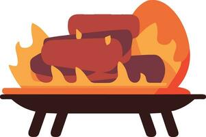 Hand Drawn BBQ grill for outdoor picnics concept in flat style vector