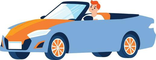 Hand Drawn Tourists drive convertibles car to the beach in flat style vector