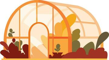 Hand Drawn Greenhouse building for cultivation in flat style vector