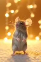 Very cute baby Mouse in nature wide life animals. AI Generated. photo