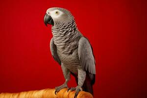 Very cute African grey parrot in nature wide life animals. AI Generated. photo
