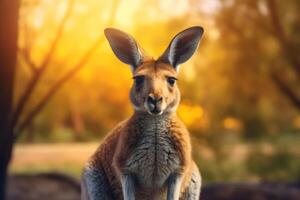 Kangaroos in nature wide life animals. AI Generated. photo