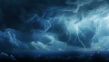 AI Generated Dark sky and clouds background, storm time, dark thunderstorm. photo