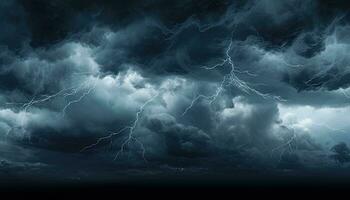 AI Generated Dark sky and clouds background, storm time, dark thunderstorm. photo