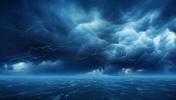AI Generated Dark sky and clouds background, storm time, dark thunderstorm. photo