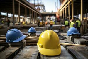 la seguridad casco en un construcción sitio foto